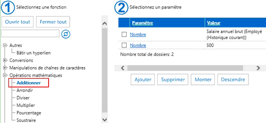 Champ de type numérique - Simulation d'une augmentation salariale de 500&nbsp;$