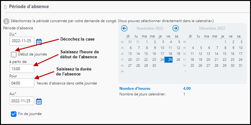 Absence l'après-midi